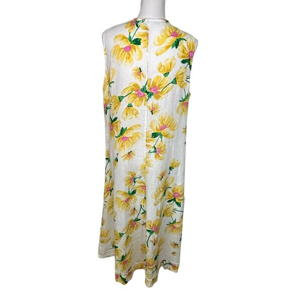 Charter Club NWT 100% linen pockets all over floral sleeveless mdii dress size L - Picture 5 of 8